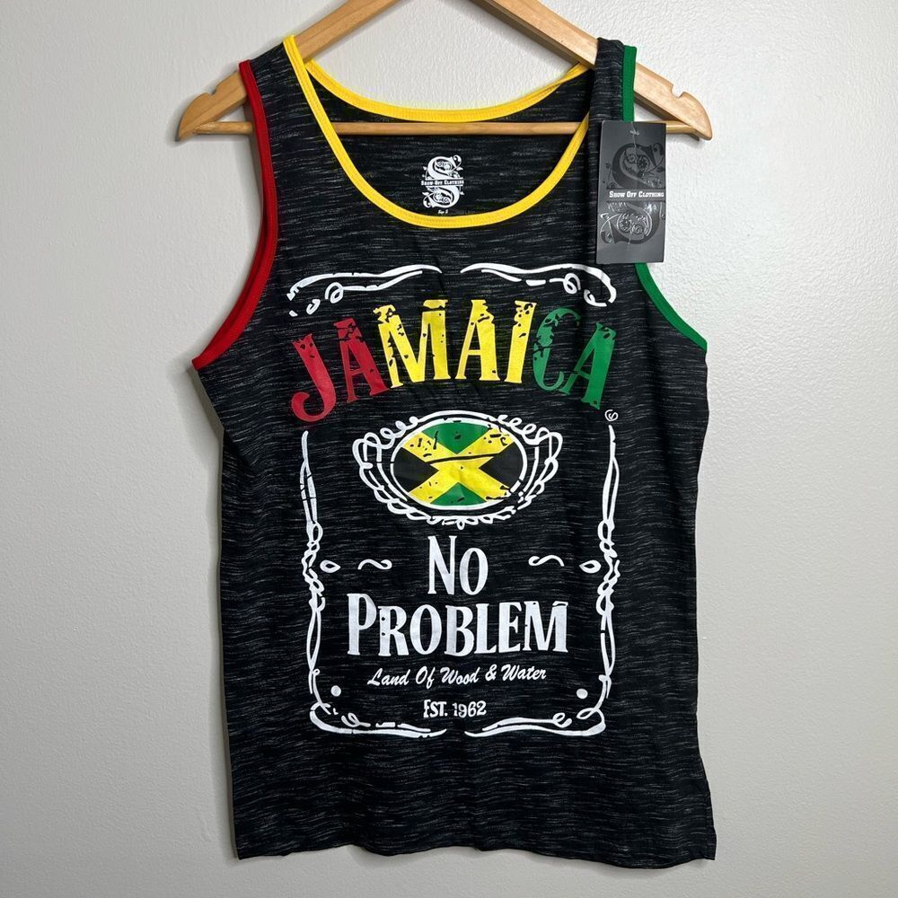 Show Off Clothing Jamaica No Problem Rasta Men’s Tank Top S Multicolor
